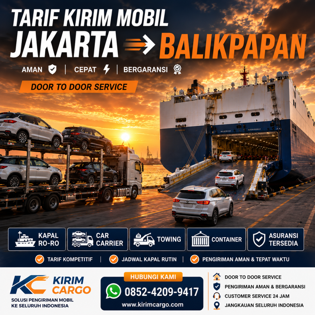 Tarif Kirim Mobil Jakarta Balikpapan Terbaru