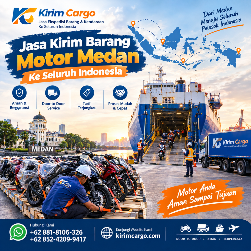 Jasa Kirim Barang Motor Medan ke Seluruh Indonesia